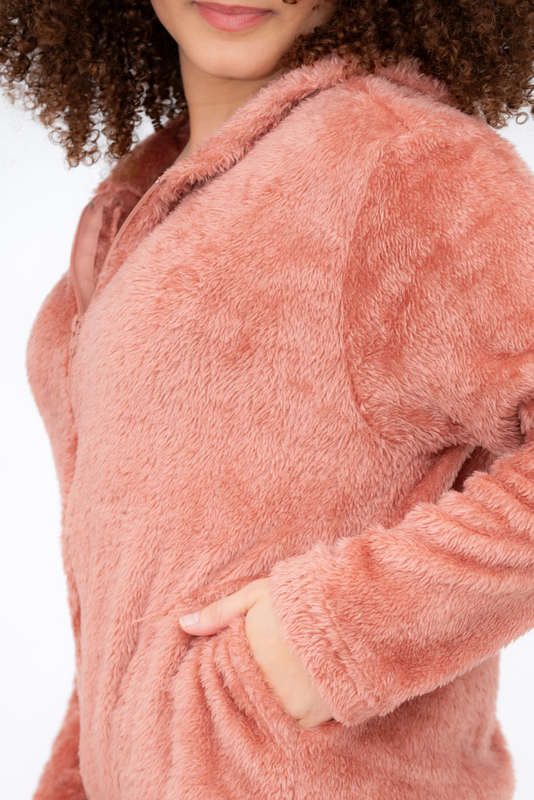 Juliet Zip-Up Sherpra Huggle Hoodie Winter Gown With Pockets