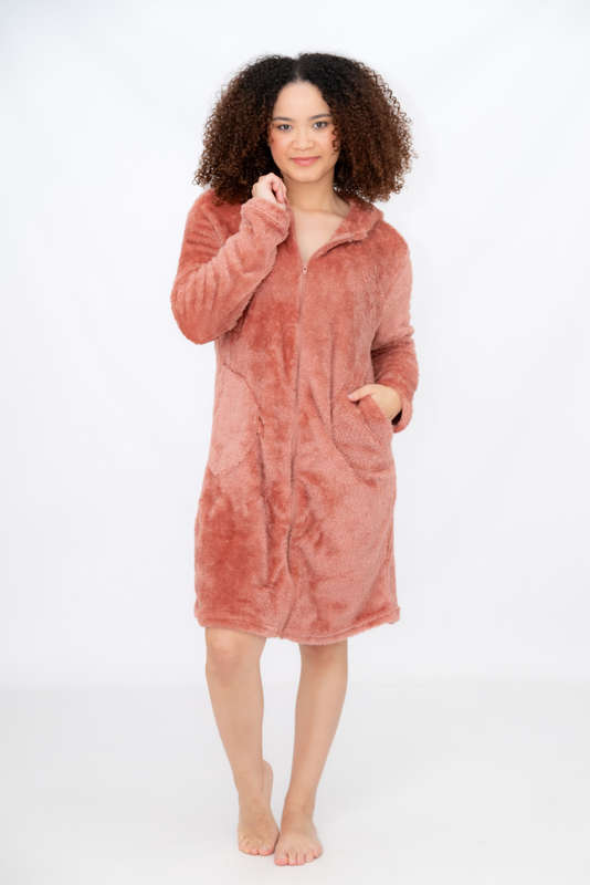Juliet Zip-Up Sherpra Huggle Hoodie Winter Gown With Pockets