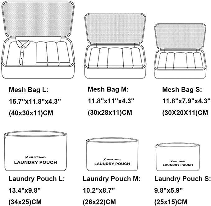 6Pcs Travel Luggage Organizer Bags for Backpack Suitcases