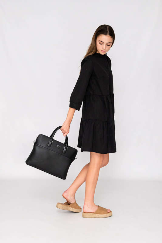 Maxi Shirt Dress Tiered Black