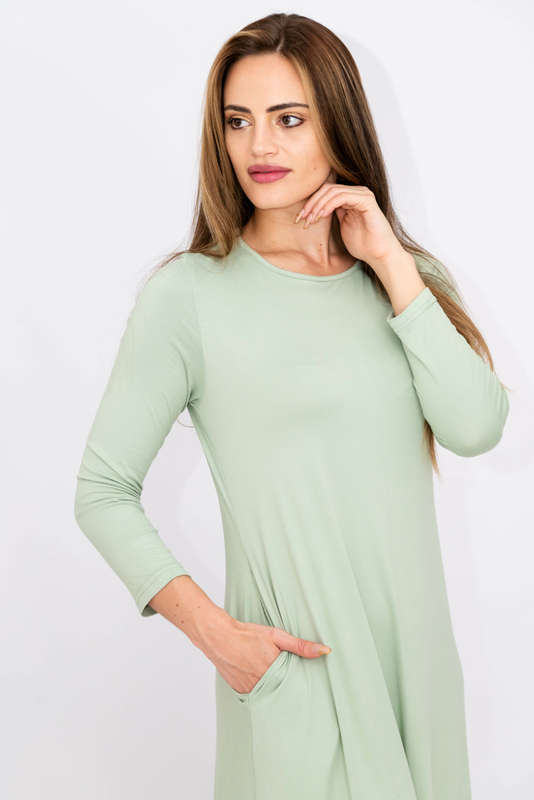 Madilyn Women's Casual Long Sleeves Maxi Dress With Pockets Mint