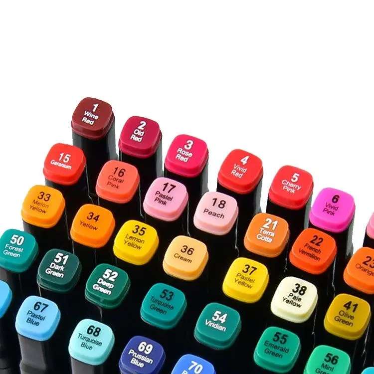 Dual Tip Head Colouring Marker Pen Set With Carry Bag 48s