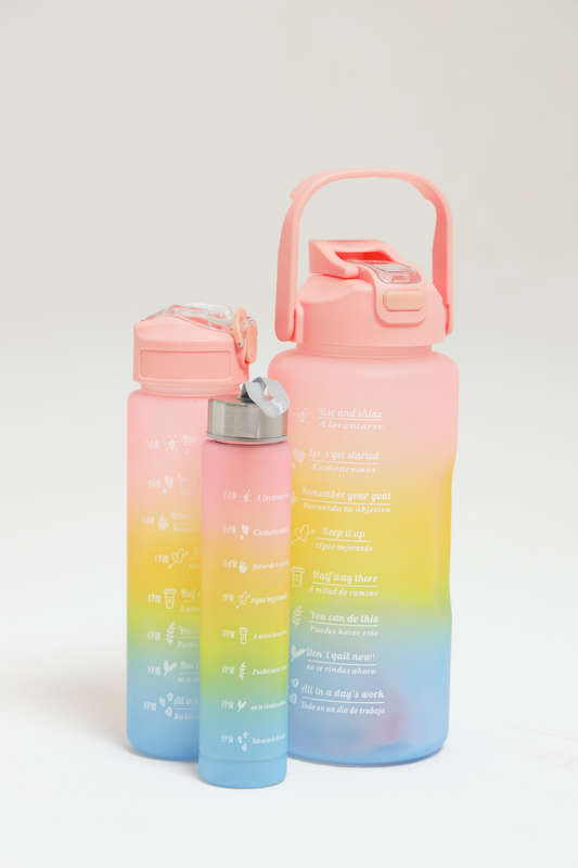 Motivational Water Bottle 3 in 1 with Straw Time Marker 2L+900ml+300ml