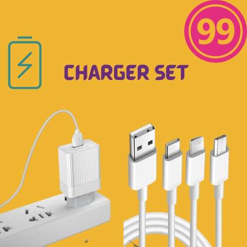 Quick Charge Adapter With USB Cable 1m Set