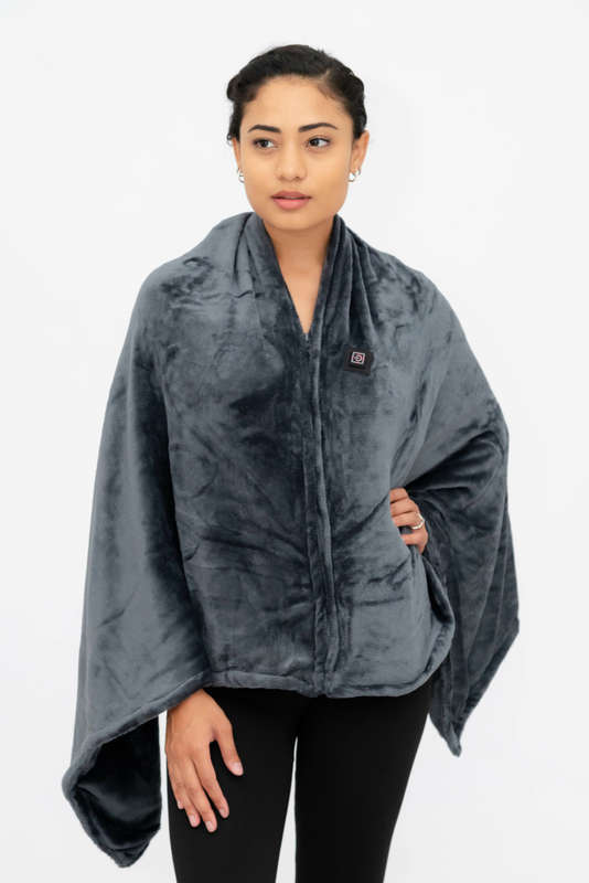 Senza® Plush Fleece Zipp-Up USB-Powered Heated Shawl Blanket