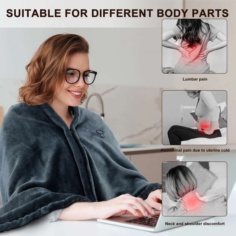 Senza® Plush Fleece Zipp-Up USB-Powered Heated Shawl Blanket