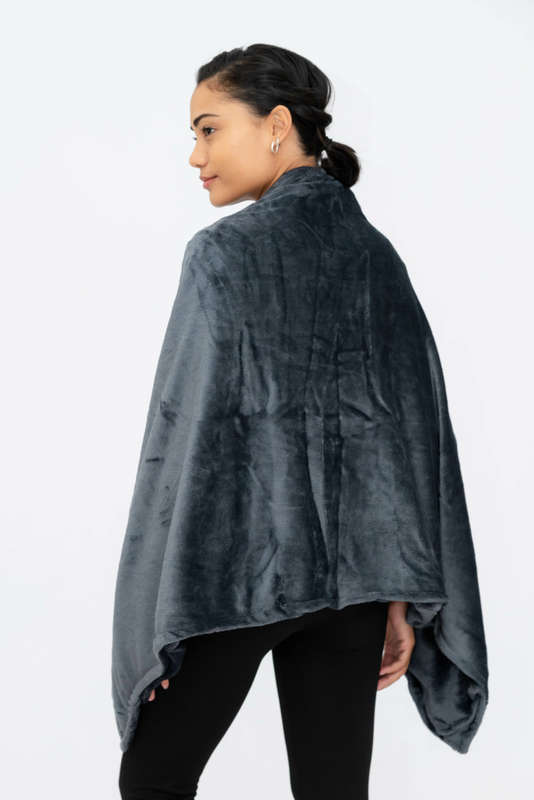 Senza® Plush Fleece Zipp-Up USB-Powered Heated Shawl Blanket