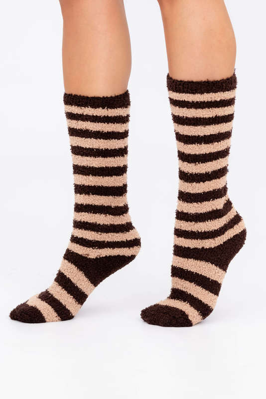 Fluffy Feet Fluffy Socks For Winter Unisex Stripe Long