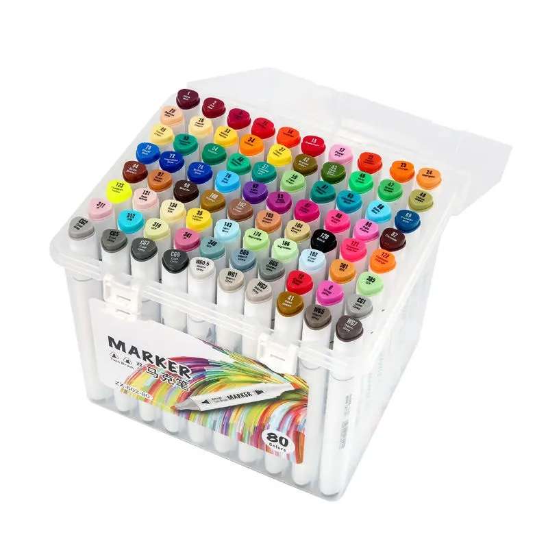 Set of 36 Twin Tip Marker Pen Highlighters for Graphic Art With Carry Case