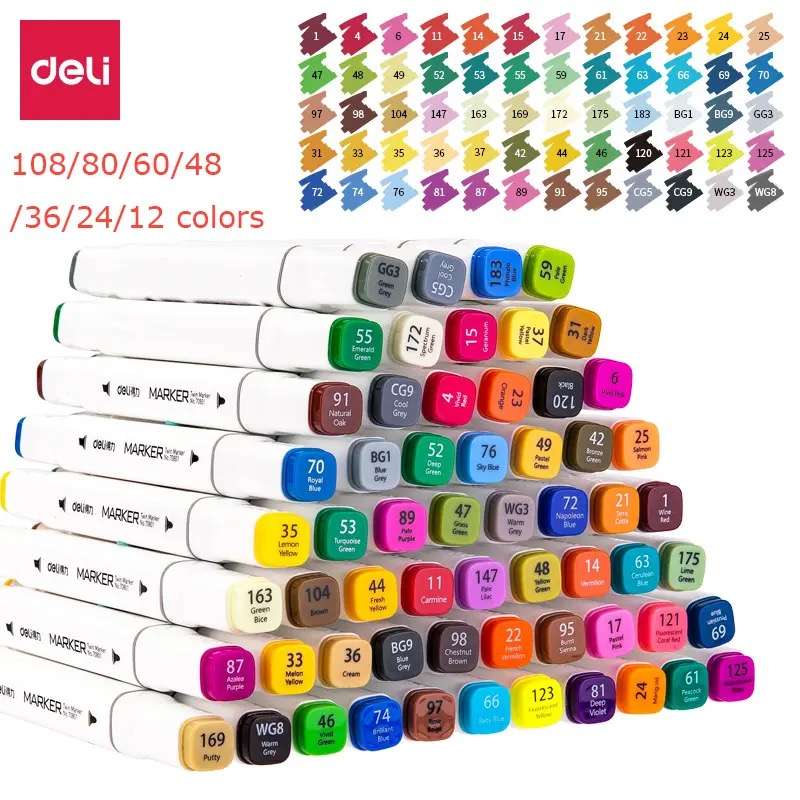 Set of 36 Twin Tip Marker Pen Highlighters for Graphic Art With Carry Case