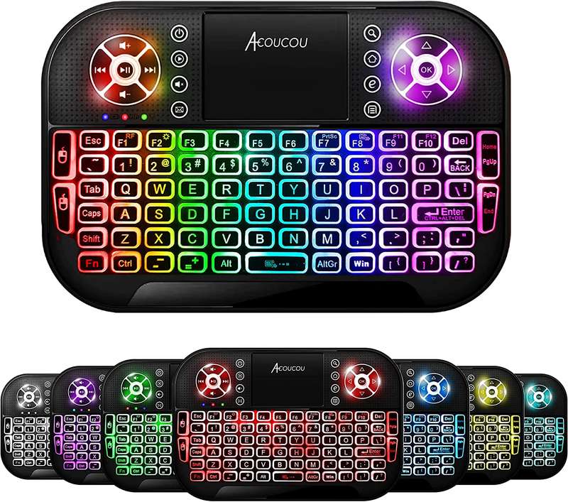 Mini 2.4GHz Backlit Wireless Keyboard Touchpad for Android TV Box PC 7 Colour