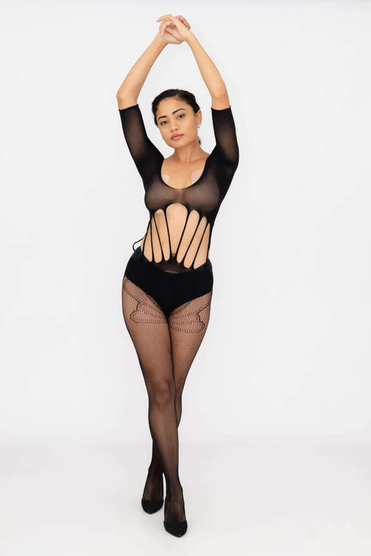 Steamy Nights Fishnet Body stocking Lingerie Dress Set With Seamless Panty
