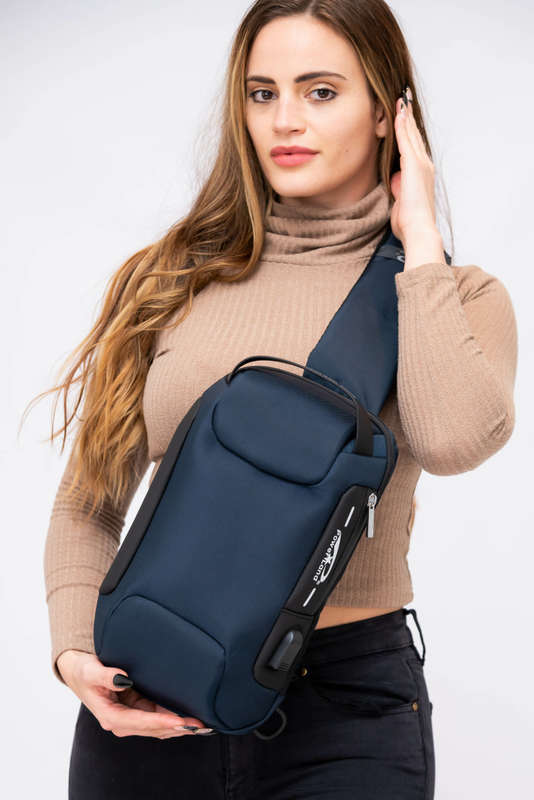 Anti Theft Sling Crossbody Bag Shoulder Backpack with USB Charging Port Waterproof Chest Bags Cas...