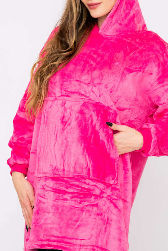 Huggle Hoodie Ultra Plush Blanket Sherpa Hoodie Pink
