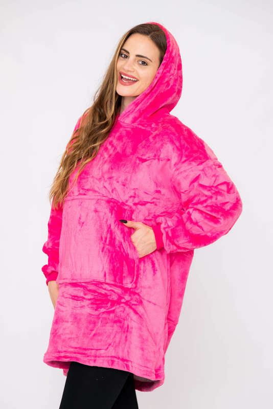 Huggle Hoodie Ultra Plush Blanket Sherpa Hoodie Pink