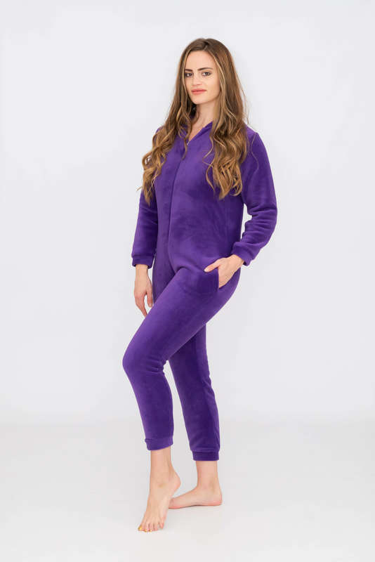 Ladies Hooded Winter Onesie Jumpsuit Pyjama With Pockets