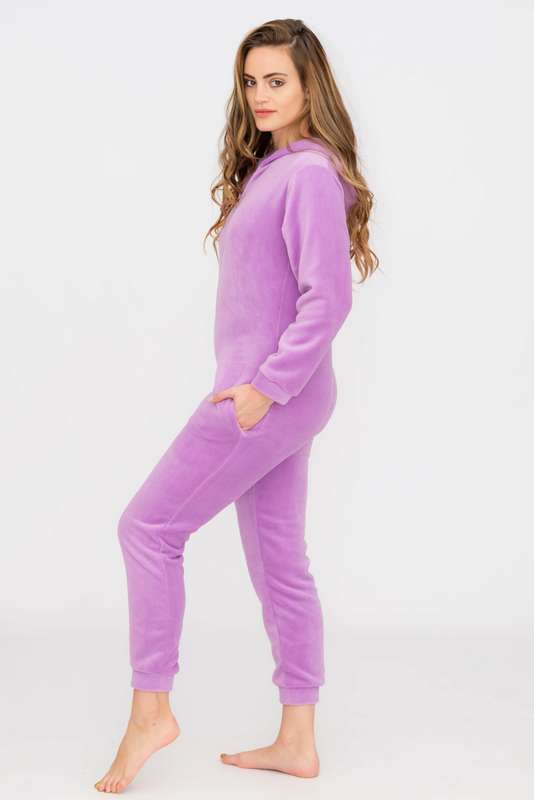 Ladies Hooded Winter Onesie Jumpsuit Pyjama With Pockets