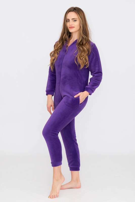 Ladies Hooded Winter Onesie Jumpsuit Pyjama With Pockets