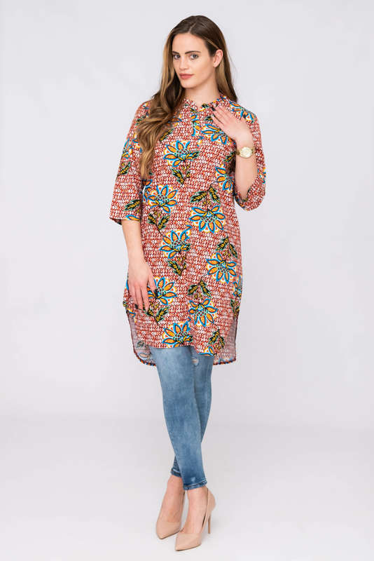 Lularoe Ladies Printed Modest Long Blouse Shirt Dress