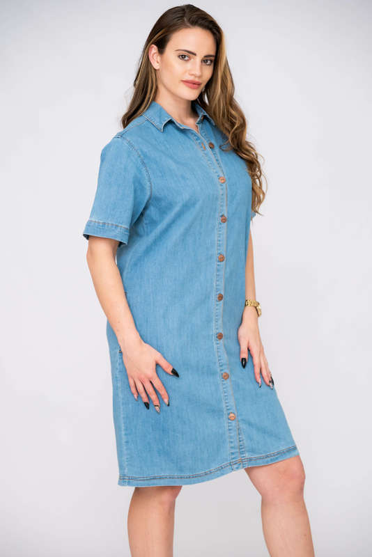 Vertigo Denim Shirt Dress With Pockets
