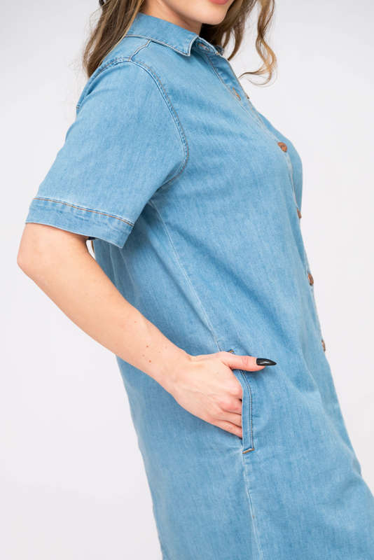 Vertigo Denim Shirt Dress With Pockets