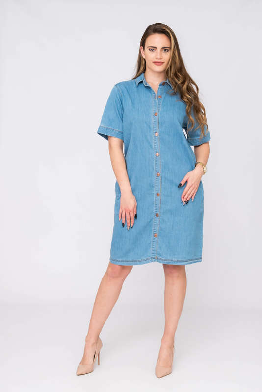 Vertigo Denim Shirt Dress With Pockets
