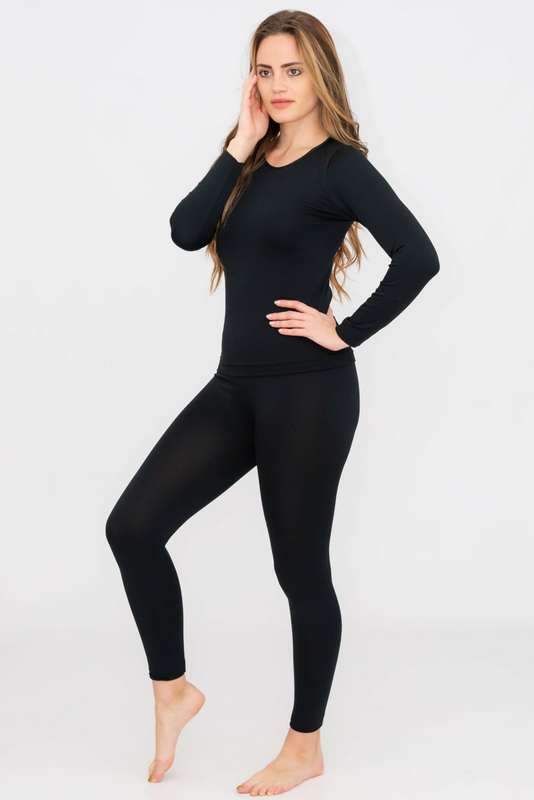 Ladies Thermal Set With Fleece Line Thermal Leggings &amp; Matching Fleece Thermal Top