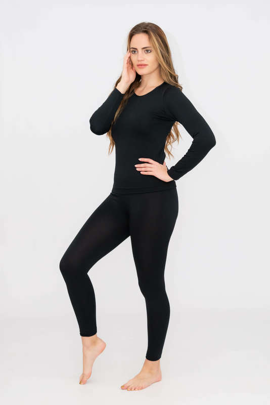 Ladies Thermal Set With Fleece Line Thermal Leggings &amp; Matching Fleece Thermal Top