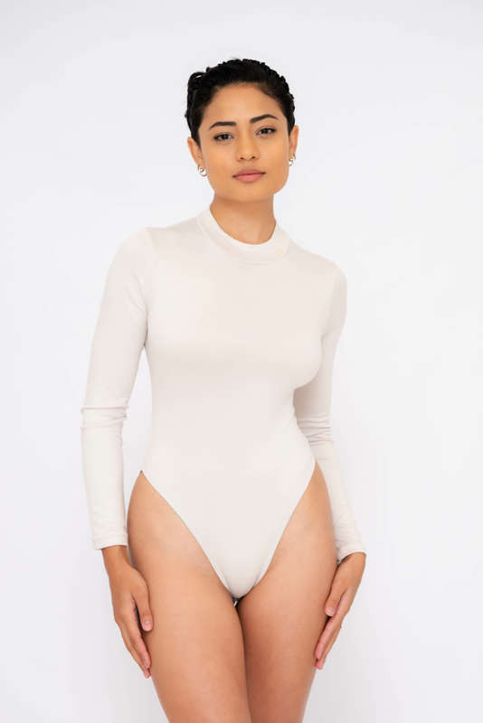 Women's Turtle Neck Long Sleeve Bodysuit Open Back