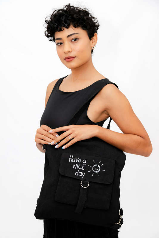 Casual Canvas Shopping Messenger Shoulder Backpack Tote Bag