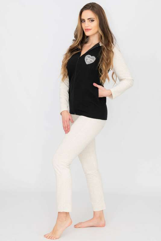 French Zip Up Hooded Stretchy Tracksuit Set With Pockets