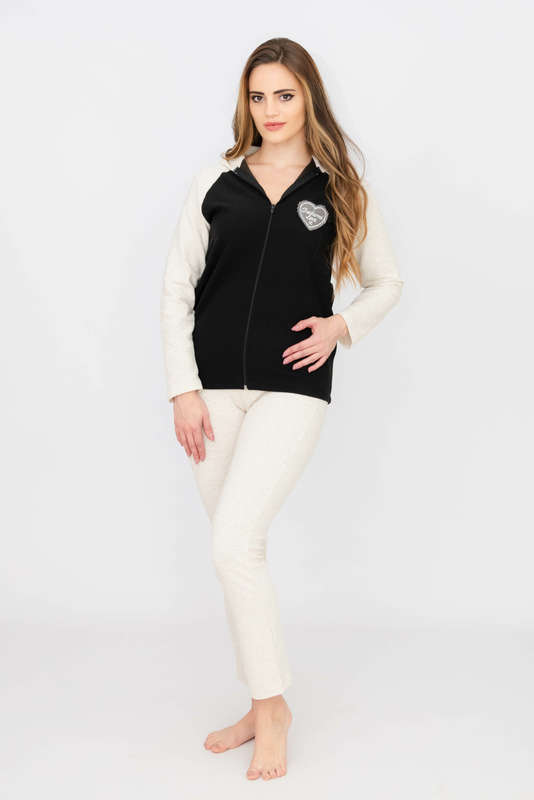 French Zip Up Hooded Stretchy Tracksuit Set With Pockets