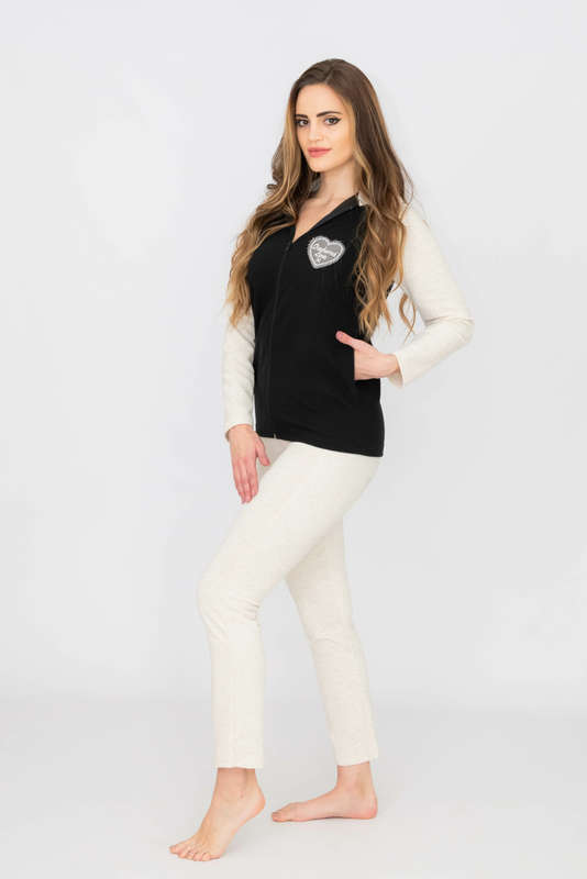 French Zip Up Hooded Stretchy Tracksuit Set With Pockets