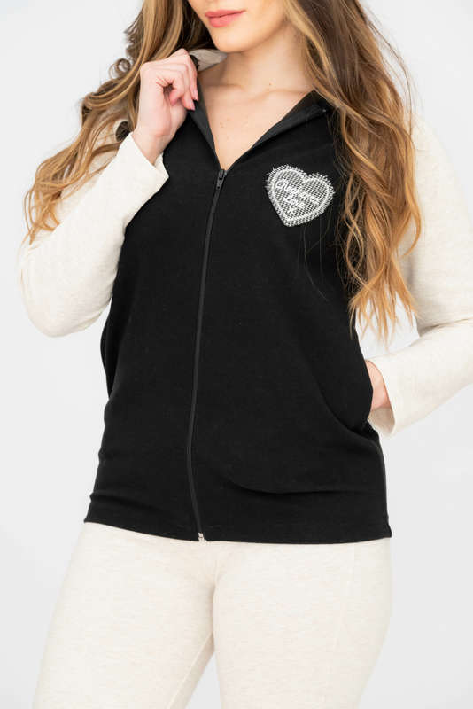 French Zip Up Hooded Stretchy Tracksuit Set With Pockets