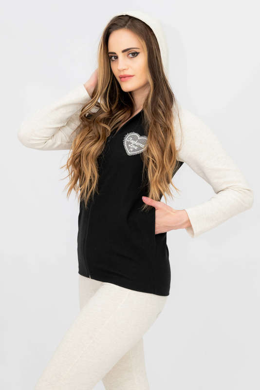 French Zip Up Hooded Stretchy Tracksuit Set With Pockets