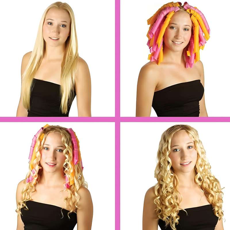 20Pcs Heatless Hair Curlers Rollers Spiral Curls Styling Kit with 2 Styling Hooks