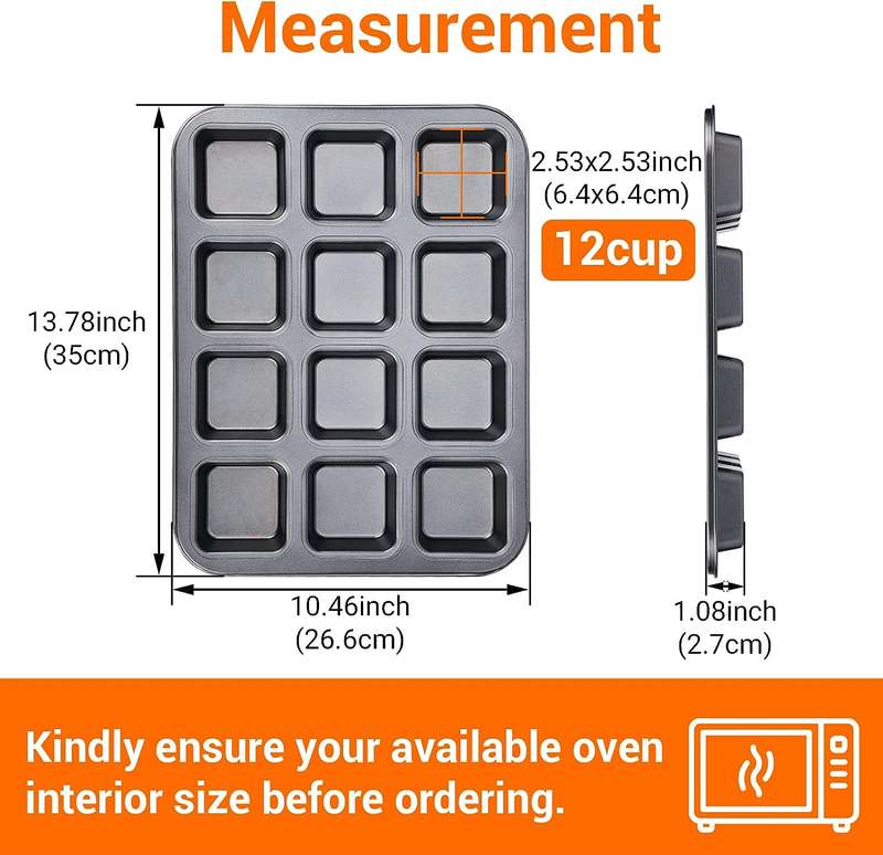 Brownie Square CupCake Pan Mould 12 Cup 35cm X 26cm