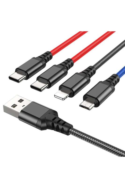 Hoco Charging Cable 4 in 1 USB To Type C - iPhone - Micro 1m
