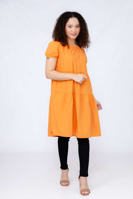 Pop Tiered Short Sleeve Casual Dress