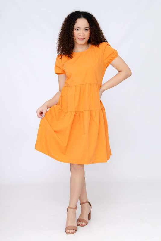 Pop Tiered Short Sleeve Casual Dress
