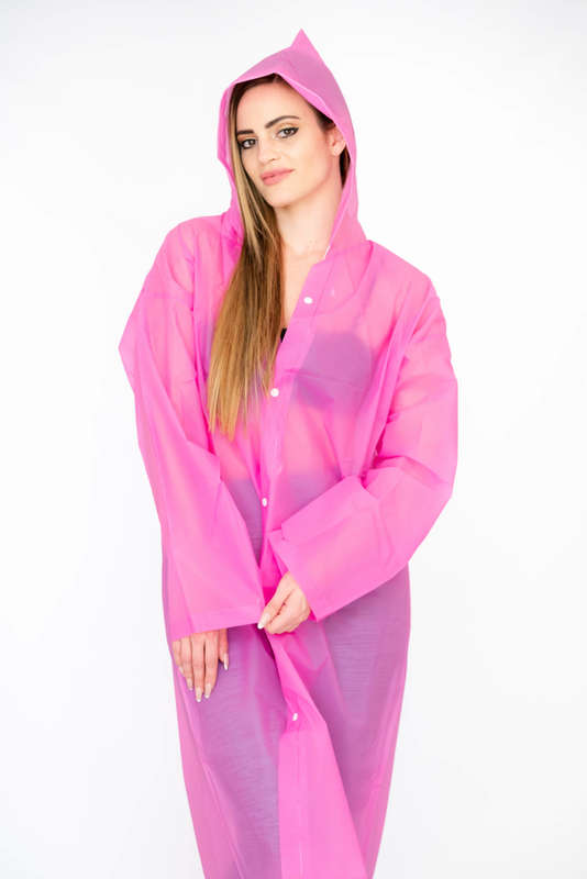 Senza® Unisex Lightweight Button-Down Hooded Raincoat