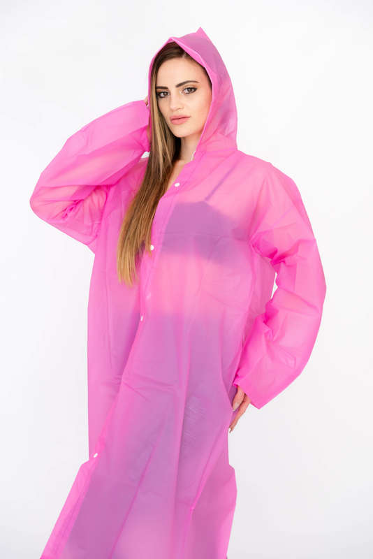 Senza® Unisex Lightweight Button-Down Hooded Raincoat