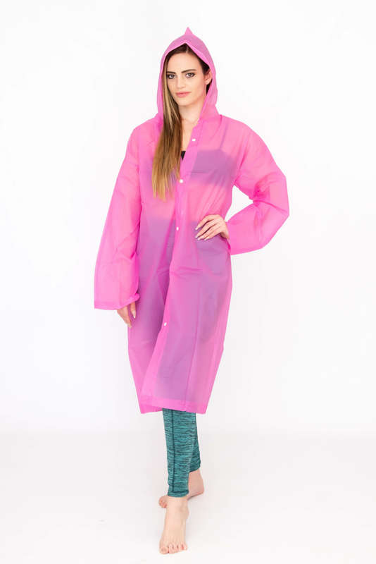 Senza® Unisex Lightweight Button-Down Hooded Raincoat