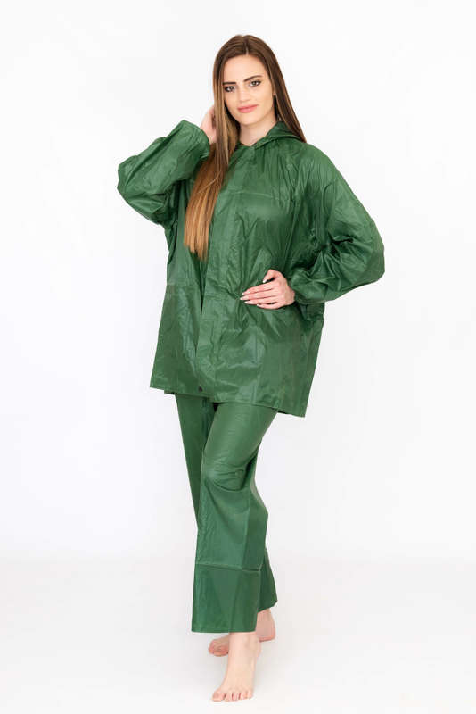 Senza's Two-Piece Heavy-duty Zipper Raincoat Set with Hood & Drawstring For Men & Women