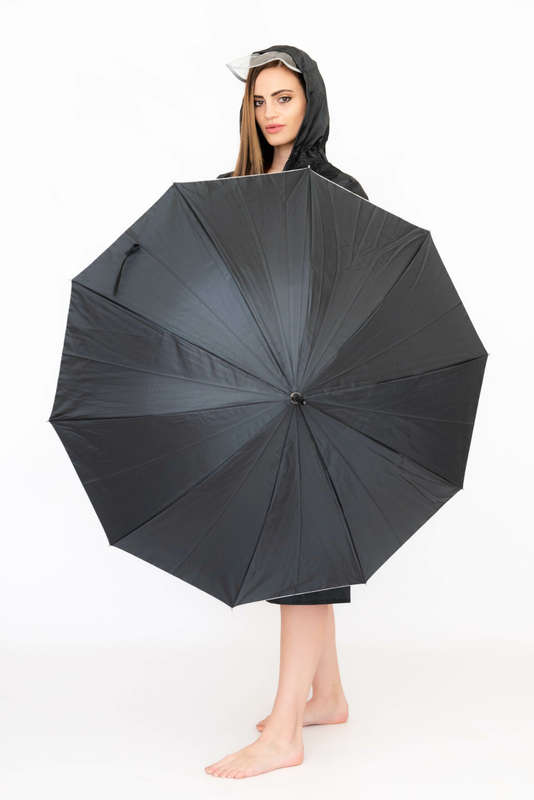 Stick Umbrellas with J Hook Handle Black