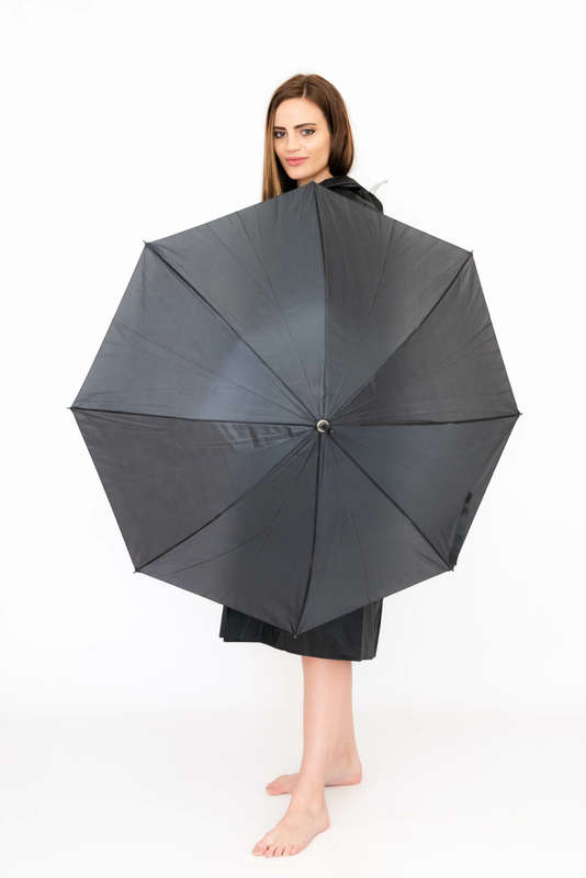 Stick Umbrellas with J Hook Handle Black