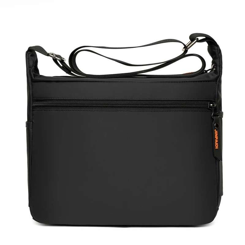 Black Unisex Multi Zipper Sling Shoulder Nylon Bag Crossbody Travel Bag