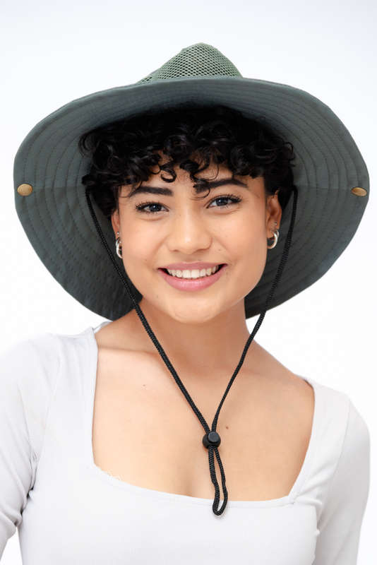 Adrian Summer Sun Beach Hat With Drawstring Army Green