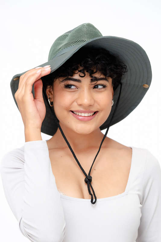 Adrian Summer Sun Beach Hat With Drawstring Army Green