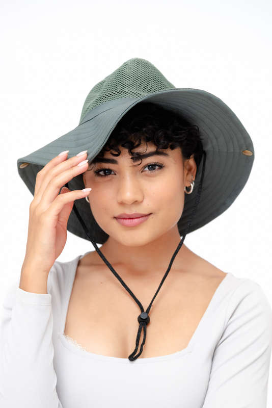 Adrian Summer Sun Beach Hat With Drawstring Army Green